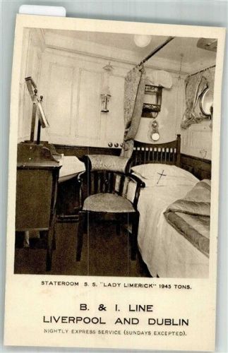 Liverpool 1945 S.S. Lady Limerick B.&.I. Line Liverpool and Dublin Kabine