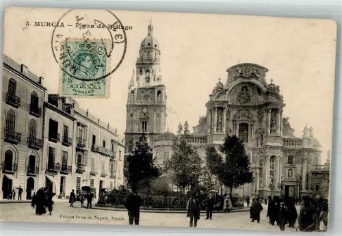 Murcia 1913 Plaza de Belluga Marke bildseitig