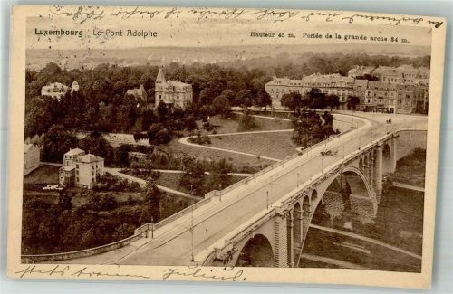 Luxembourg 1915 Le Pont Adolphe Bahnpost Metz-Frankfurt