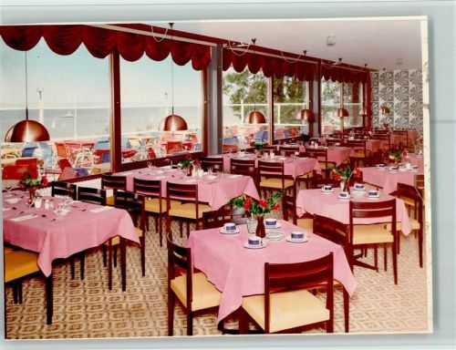 Laboe Hotel Steinbach Innenaufnahme Speisesaal Blick zum Strand