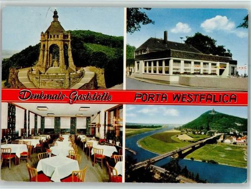Barkhausen Denkmals-Gaststätte Porta Westfalica Innenaufnahme Luftaufnahme 4-Bildaufnahme