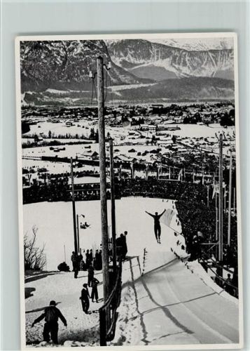 Skispringer vor der Landung Olympiade 1936 Sammelbild Band II Gruppe 58