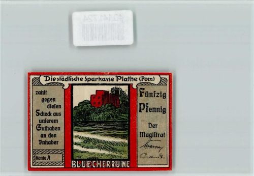 Plathe Notgeld Bluecherruine
