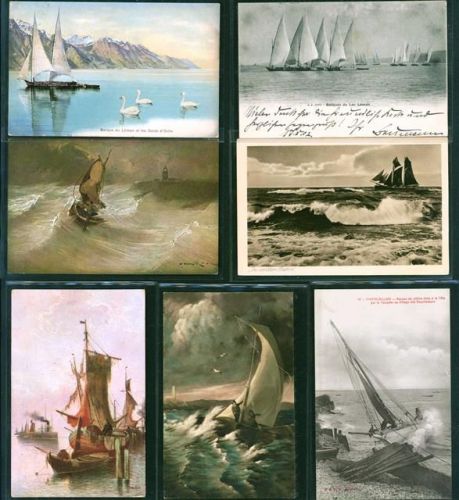 Segelboote Lot mit 14 AK, ca. 1902-1920; überwiegend gute Erhaltung, größtenteils gelaufen