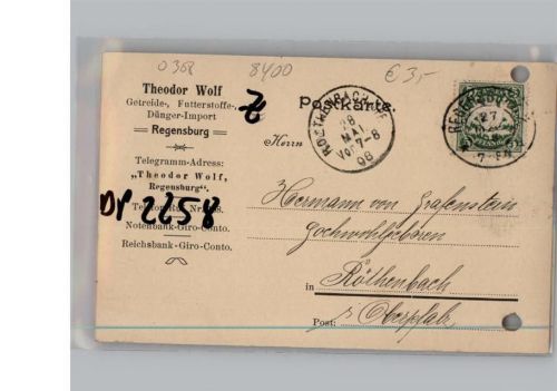 Regensburg Theodor Wolf, Getreide-/Futterstoffe-/Dünger-Import