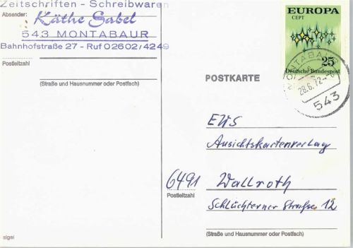 Montabaur Ganzsache Stempel , Schreibwaren Käthe sabel