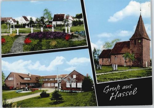 Hassel Kirche Blumen Haus Baum Wiese
