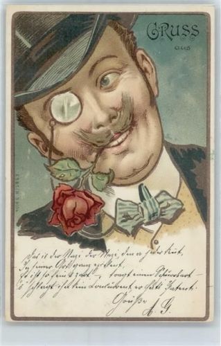 Mann mit Brille , Augenglas , Rose
