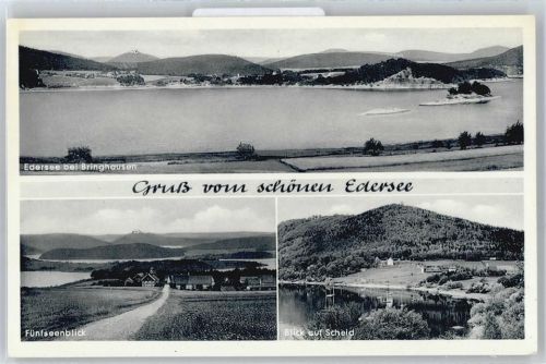 Bringhausen See Berg Gesamtansicht Haus Baum