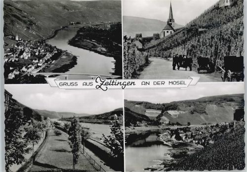 Zeltingen Berg Fluss Kirche Kutsche