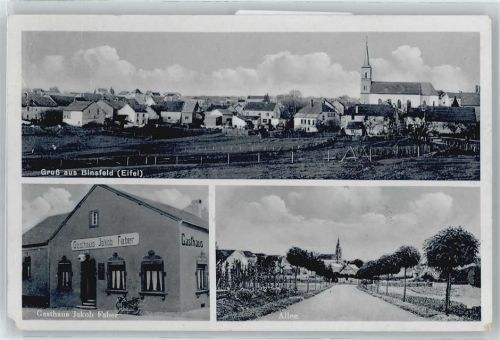 Binsfeld Kirche, Gesamtansicht, Gasthaus Jakob Faber, Allee