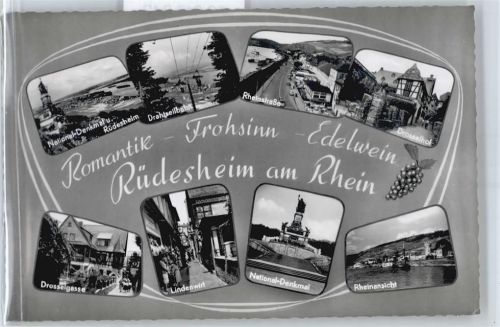 Rüdesheim gel. 24.9.60, National-Denkmal, Drahtseilbahn, Drosselhof