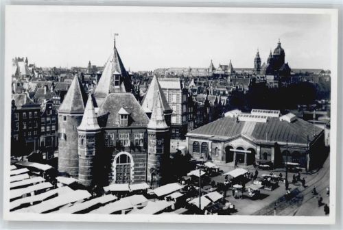 Amsterdam Markt Fußgänger Panorama