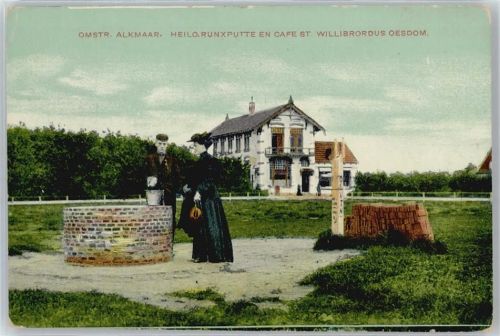 Alkmaar Haus Brunnen Wiese Baum Mann Frau