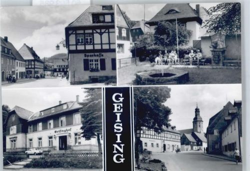 Geising gel. 6.10.71, Sparkasse, Kirche, Geisinghof