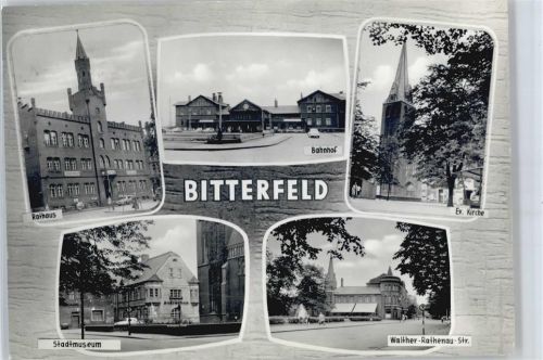 Bitterfeld Rathaus, Bahnhof, Kirche, Museum, Walther-Rathenau-Straße