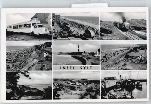 Sylt-Ost gel 12.08.56, Keitum-Kliff, Badestrand, Dünenexpress, Dünenschiff, Westerland, Hafen, Hörnum