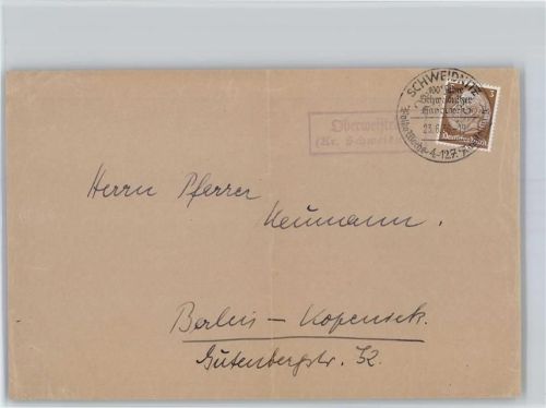 Schweidnitz Swidnica KEINE AK Landpoststempel, Oberweistritz