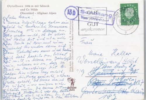 Oberstdorf Landpoststempel Schollang