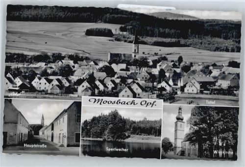 Moosbach Gesamtansicht, Hauptstraße, Weiher, Wieskirche