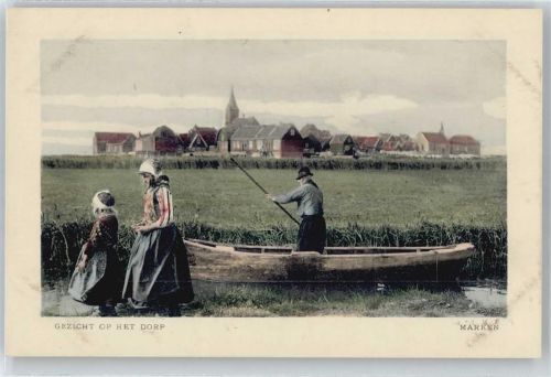 Marken Panorama Kirche Boot Trachten Fluss