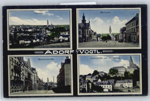 Adorf Gesamt, Marktplatz, Bismarckstrasse, Elsterstrasse und Pfortenberg