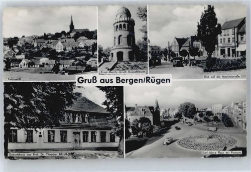 Bergen Ernst-Moritz-Arndt-Turm, Geburtshaus Prof. Dr. Theodor Billroth, Karl-Marx-Platz, MArkt