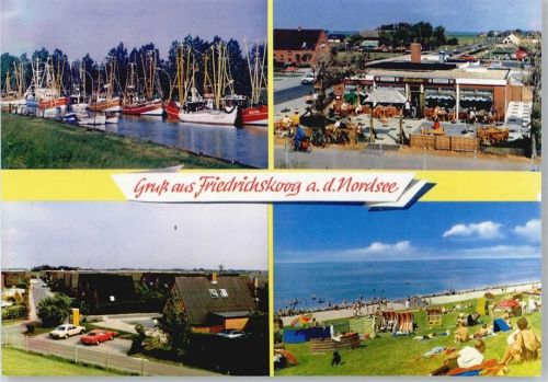 Friedrichskoog Strand, Hafen, Schiff, Gaststätte