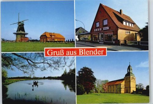 Blender Windmühle, Kirche, Geschäft
