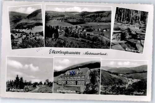 Elkeringhausen Astenturm, Schullandheim, Orketal, Ruhrquelle, Landpoststempel
