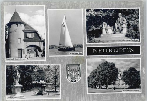Neuruppin Bahnhof Rheinsberger Tor, Tempelgarten, Schule, Denkmal