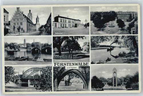 Fürstenwalde rathaus, Domkirche, Hafen, Kaiser-Wilhem-Brücke, Rathausbogen, Ehrenmal, Stadtpark, Denkmalsplatz