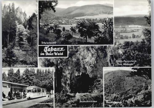 Tabarz Aschenbergstein, Waldbahnhaltestelle, Backofenlöcher, Lauchagrund, Ferienheim Theo Neubauer
