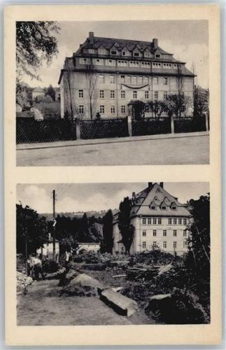 Bad Gottleuba Bahnhofstraße, Kinder-Versorgungshaus vor und nach Unwetter 1927
