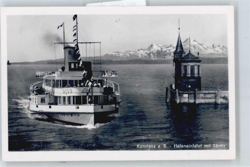 Konstanz Fähre, Hafen, Säntis, Fotokarte
