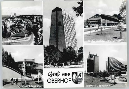 Oberhof Rennschlittenbahn, Interhotel panorama, Großgaststätte Oberer Hof, Teilansicht AKU1