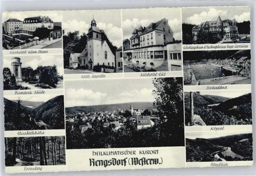 Rengsdorf Kurhotel Zum Stern, Bismarck-Säule, Gesamtansicht, Kapelle, Kurhotel Eul, Strandbad