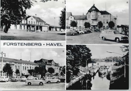 Fürstenberg Bahnhof, Rathaus, Marktplatz, Schiff MS Zeuthen in der Schleuse
