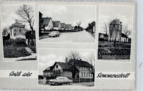 Semmenstedt Dorfstrasse , Kriegerdenkmal , Schule