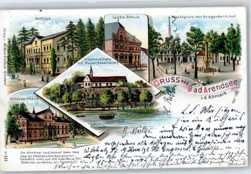 Arendsee Kurhaus, Landwirtschaftliche Schule, Schützenhaus, Klosterkirche, Marktplatz, Kriegerdenkmal