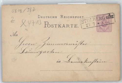 Stolberg Ganzsache, Landpoststempel