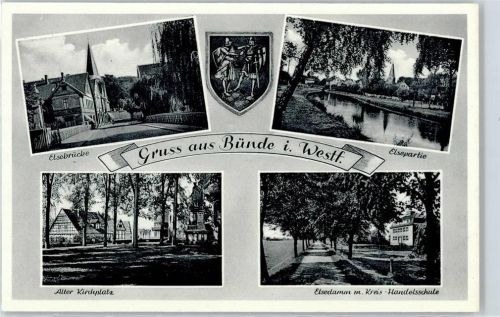 Bünde Elsebrücke, Alter Kirchplatz, Elsedamm, Kreis-Handelsschule, Elsepartie