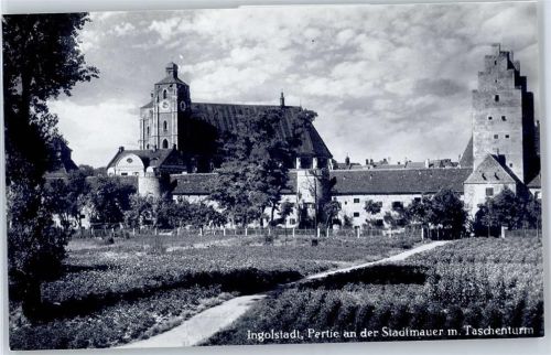 Ingolstadt Partie an der Stadtmauer, Taschenturm, Münster