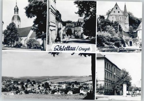 Schlettau Kirche, Ortspartie, Gesamtansicht