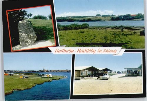 Haddeby Haithabu, Runenstein Busdorf, Campingplatz am Ufer der Schlei