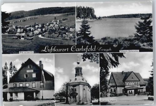 Carlsfeld Gesamtansicht, FDGB-Erholungsheim, Kirche, Gasthaus Talsperre, talsperre
