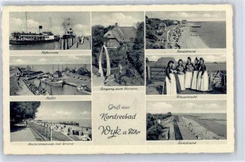 Wyk Hafenmole, Hafen, Kurpromenade, Nordstrand, Tracht, Südstrand