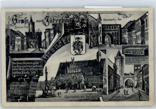Jüterbog Dammtor, Neumarkt-Tor, Marktplatz, Rathaus, Zinnaer Tor