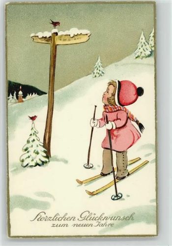 1933 Litho Neujahr Wegweiser
