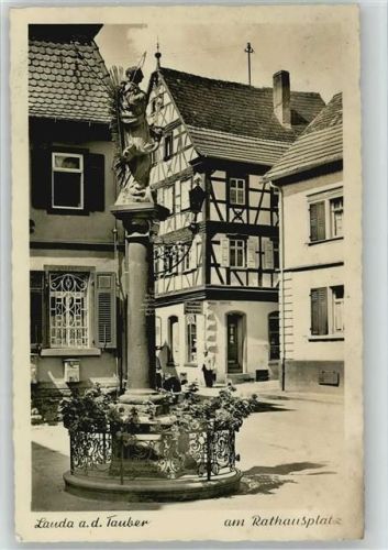 Lauda 1956 Brunnen am Rathausplatz